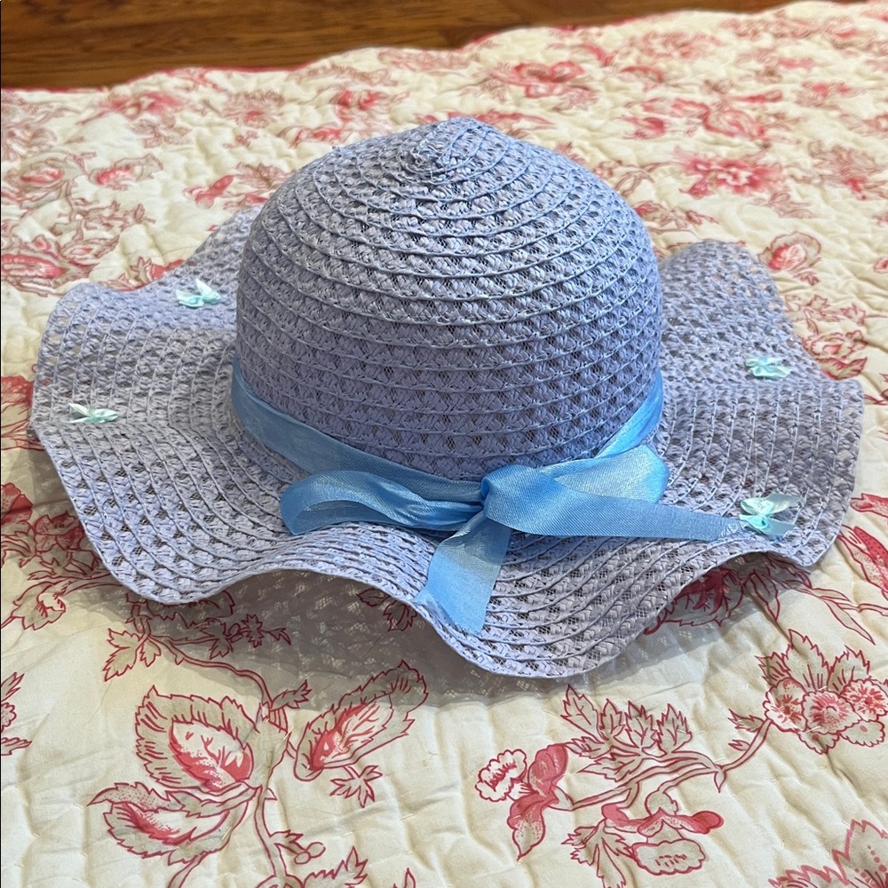 Early 2000s GAP Kids Lilac Purple Bow Straw Hat!